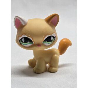 Littlest Pet Shop # 626 Yellow Orange White Glitter Cat Teal Diamond Eyes